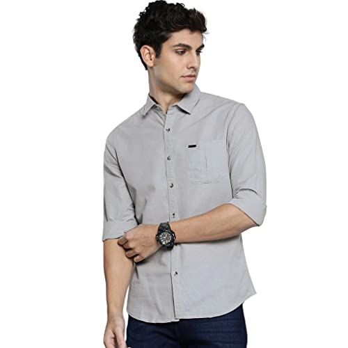 Image of The Indian Garage Co Men Regular Fit Solid Full Sleeves Cutaway Collar Casual Shirt
