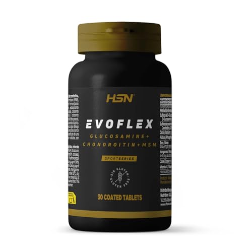 HSN Evoflex Glucosamina Condroitina MSM | 30 Tabletas | Ayuda a mantener los huesos (Calcio, Fósforo) el tejido conectivo (Manganeso, Cobre) y formación normal de colágeno (vitamina C) | Sin Gluten