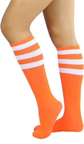 Image of ToBeInStyle Women's Premium Below Knee Athletic Socks w /Contrasting Wide Stripes