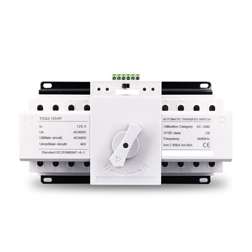 TSIOHKBS 4P 125A 3 Phase 4 Wire 230V MCB Type Dual Power Automatic Transfer Switch TOQ3-4P/125 PV City Power Generator