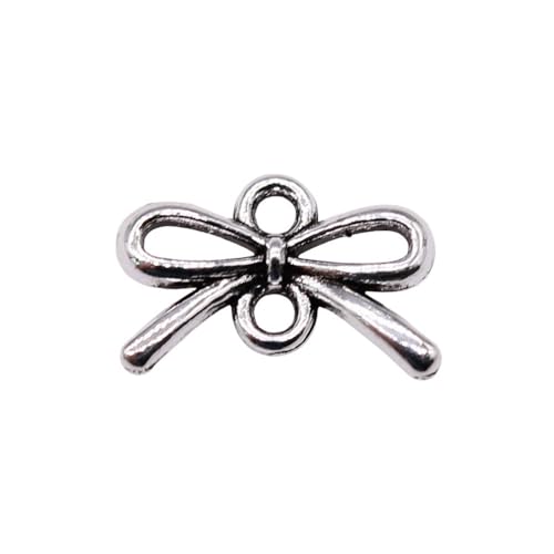 WYSIWYG 40pcs 12x8mm Bow-Knot Connector Charms Antique Silver Color Zinc
