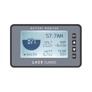 LNEX Monitor batteria 500A con Shunt, schermo a colori da 3 pollici RV Monitor con allarme programmabile per 8-120V Lifepo4, litio, gel, batteria allagata