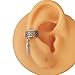 Handmade Single Sterling Silver Ear Cuff Wide Band & Feather Turquoise - Adjustable Clip On Non Piercing Huggie Fake Earring - Dainty Ear Wrap Cartilage - MiYa Jewelry (Geometric Swirls)
