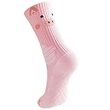 Angelteers Functional Sports Socks Animal Athletic Crew Socks for Women Big Kids (US, Alpha, One Size, Regular, Regular, Pink Cartoon Pig)