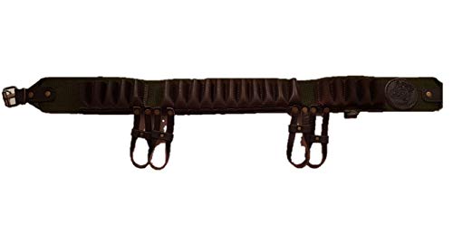 CAZA Y AVENTURA Canana Porta Cartuchos en Piel con Colgador de Conejo Calibre 16 Talla 38-42
