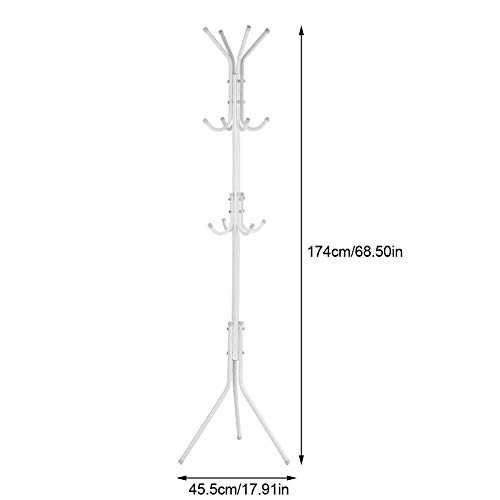 Wakects Tree Shaped Coat Rack Standing, 68.5inch Floor Clothes Rack Tree Shaped Stand with Multi-hooks Design for Living Room (white) - Image 4