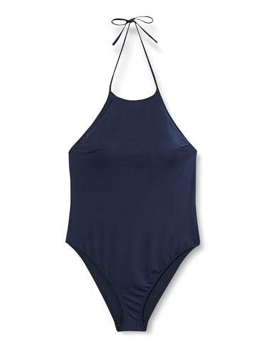 Calvin Klein Women HIGH Neck ONE PIECE-RP Halter Swimsuit, Blue (Dark Sapphire), M
