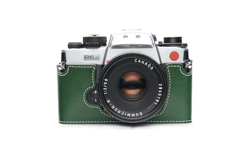 Housse en cuir Leica R6 fait main, élégance et protection premium verte pour boîtier vintage