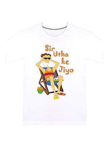 Image of CreativiT Graphic Printed T-Shirt for Unisex Chilled Out in Goa - Sir Utha Ke Jiyo Tshirt Tshirt | Casual Half Sleeve Round Neck T-Shirt | 100% Cotton | D00891-1