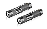 BulkWise 1 Mode Mini Flashlight 2 Pack, Aluminum LED Small Flashlights Zoomable Water-Resistant, EDC Tactical Flash Light for Camping Emergency Gift (Powered by 1x AA Battery, Not Included)