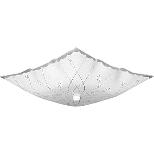 Progress Lighting P4962-30 Square Glass Close-to-Ceiling, 12-Inch Diameter x 5-1/2-Inch Height, Etched White