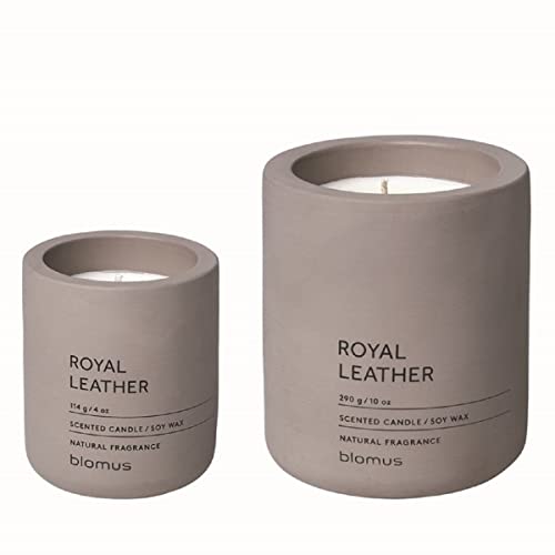 Blomus Fraga Candle Set Satellite (Taupe) Container W Royal Leather Scent - Contains 1 Lg + 1 Sm Candle #TOP25