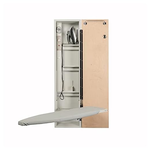 Iron-A-Way Built-In Ironing Center with 46 Inch Swiveling Ironing Board, Electrical System, Hot Iron Storage and Raised Maple Panel Door-AE46RMU