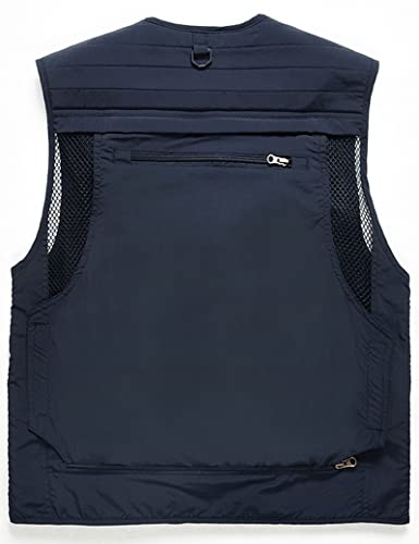 Flygo Men's Casual Lightweight Outdoor Fishing Work Safari Travel Photo Cargo Vest Jacket Multi Pockets