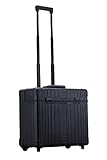 All Aluminum Lightweight 17” Premium Two Wheels Pilot Business Laptop Travel Luggage, Catalog Case with Laptop Sleeve and Built-In Removable Dividers, Rolling Laptop Bag for Men and Women (Onyx)