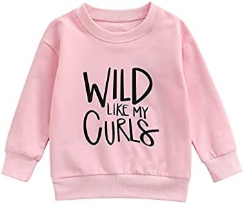 Hnyenmcko Kids Toddler Baby Girl Clothes Wlid Like My Curls Letter Printed Pullover Sweatshirt Fall Winter Sweater Tops 1-6Y (Pink, 4-5 Years)