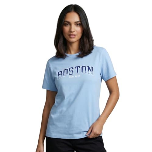 Image of Nobero Women's Graphic Printed T-Shirt | Regular Fit 180 GSM Cotton Tee for Women | Comfortable Round Neck Casual Wear