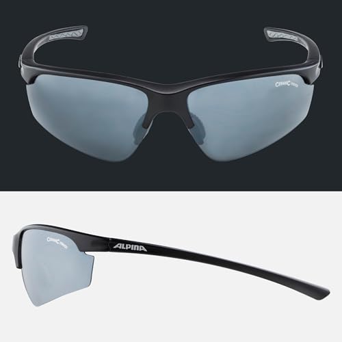 ALPINA TRI-EFFECT 2.0 - Indiv. Anpassbare, Bruchsichere Wechselscheiben Sport- & Fahrradbrille Mit 100% UV-Schutz Für Erwachsene, black matt, One Size