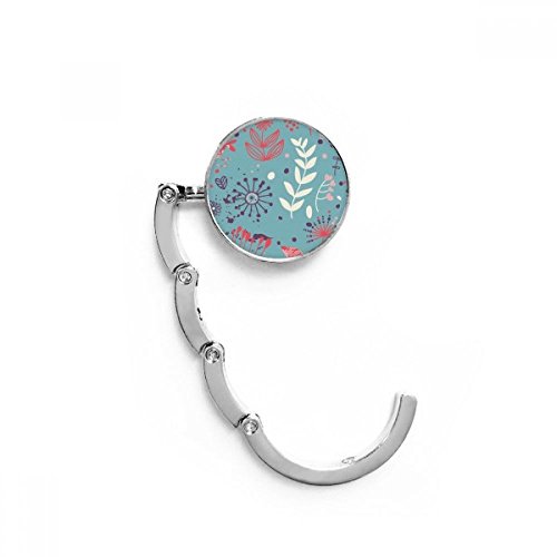 Colgador de bolso portátil y plegable con estampado artístico de flor azul