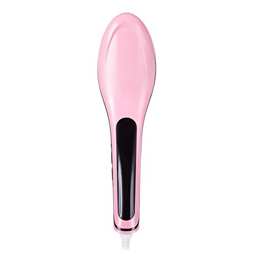 BabyMax Professional Ceramic Hair Straightener Brush Comb Pink