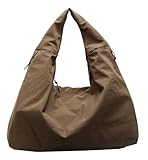 Slouchy Tote Bag 2025 Nylon Solid Color Pleated Handbag Men Women Large Shoulder Bag Travel Gym Sport Sling Commuter Hobo Weekend Vacation