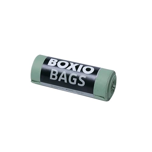 BOXIO - Bags 25 Bio Müllbeutel für Campingtoilette kompostierbare Beutel für Trockentoilette 10 l WC Beutel Blackout grün