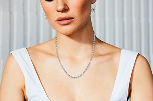 Savlano 925 Sterling Silver Oval Rice Bead Strand Chain Necklace For Women thumb #3