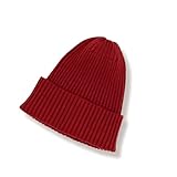 [yokoami＼MADE IN JAPAN] ニット帽 日本製 リブ アクリルウール レディース メンズ 防寒 (ダークレッド)