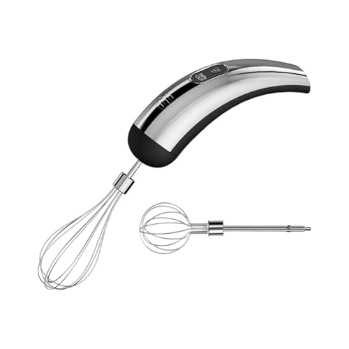 Egg Beate - Batidora de mano eléctrica de 18 × 5,5 cm | Mezclador de huevos, batidora inalámbrica portátil con 5 ajustes de velocidad, doble batidor de acero inoxidable, mezclador de cocina para