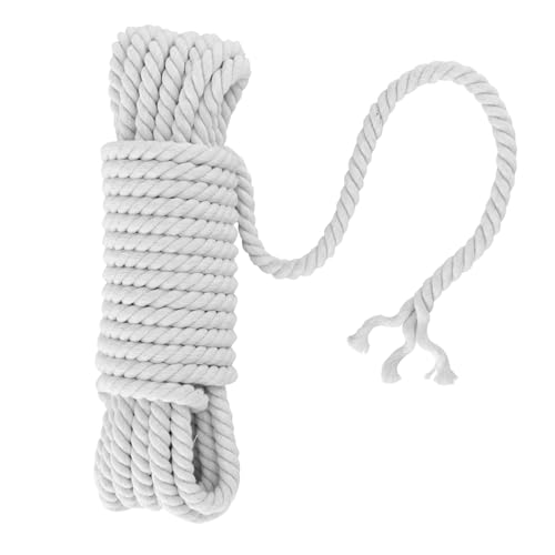 Ksvaye Cordón de Algodón 10 mm x 10 m Cuerda Macramé Cordón Gruesa Natural Cuerda Algodón Trenzada Cordón Algodón Rascador para Gatos, Cortinas, Ttumbonas, Manualidades, Jardines (Blanco)
