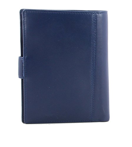 Image of Genuine Sheep Leather Smart Family Size Passport Travel Wallet /Holder - (Blue)