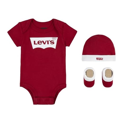 Levi's Classic batwing infant hat bodysuit bootie set 3pc Bebé-Niños Rojo (Levis Red) 0-6 meses