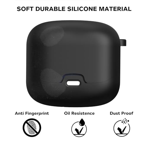 Image of Sounce Earphone Case Cover Compatible for GOBOULT Z40, Soft Silicone Skin Case Cover Shock-Absorbing Protective Case with Keychain [Front LED Visible] (Black)
