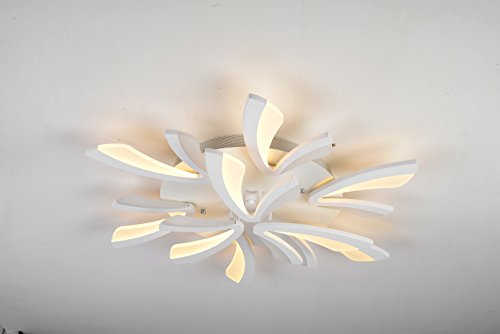 Maso Home, Dimmable 60W Led Acrylic Panel Modern Style Flush Mount Light Ceiling, Light Pendant, Ceiling Lights, White, Integrated With Remote Control (With 9 Light White) #TOP5