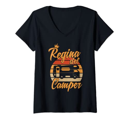 Mujer RV Camping Gift I am Camping Queen Of The Camper Camiseta Cuello V