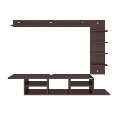 Image of Anikaa LED Light TV Unit Wall Mounted TV Unit Wall TV Stand TV Entertainment Unit TV Cabinet for Living Room, Set Top Box Stand - Wenge (D.I.Y - Do-It-Yourself) Ideal for up to 50 inch inches