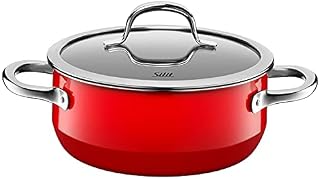 Silit Pot Ø 20 cm Approx. 2.4L Passion Red Pouring Rim Made in Germany Hollow Handles Glass Lid Silargan® Functional Ceramic Suitable for Induction Hobs Dishwasher-Safe