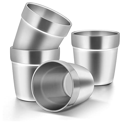 HaWare Metal Cups for Toddlers Kids, 6 Ounce Stainless Steel Double Wall Insulated Tumblers, Espresso Cups Mugs, Stackable Drinking Glasses for Party Camping Outdoor, Dishwasher Safe - 4 Packs Cover