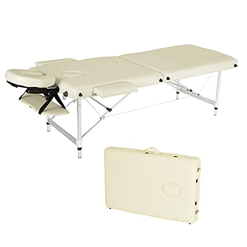 Tables de Massage 2 Zones, Lit Cosmétique Réglable Hauteur, Lit de massage Professionnel, Lit Esthetique Portable avec Housse de Transport et Sac (Beige - 2 Zones) Tables de Massage 2 Zones, Lit Cosmétique Réglable Hauteur, Lit de massage Professionnel, Lit Esthetique Portable avec Housse de Transport et Sac (Beige - 2 Zones)