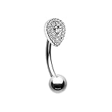 16G Aria Sparkle Teardrop Curved Barbell Eyebrow Ring (Sold Individually)