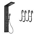 BWE Shower Panel Rainfall Waterfall with Handheld Shower Bundle with 2 Pack Shower Door Hooks,304 Stainless Steel Over Door Hooks
