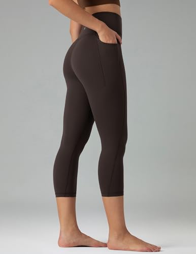 Image of Colorfulkoala Dreamlux No Front Seam Capri Leggings with Pockets for Women - High Waisted 21 inch Buttery Soft Yoga Pants