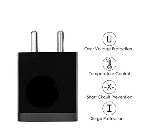 Image of Fast Charger USB Adapter 12 Watt 5V /2.4A Mobile Charger Fast Charging, Universal Compatibility with Micro USB Charger Data Cable, Made in India - Black