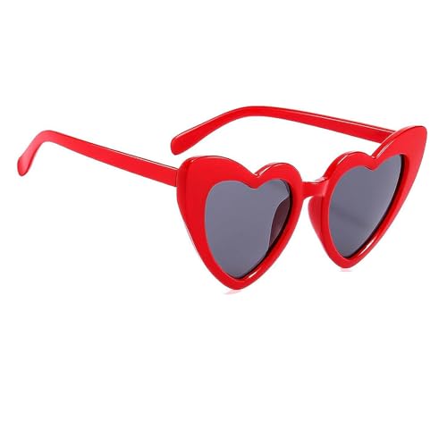 YUGUOLAN Sonnenbrille Herz Rot Vintage Herzform für Damen Herren...