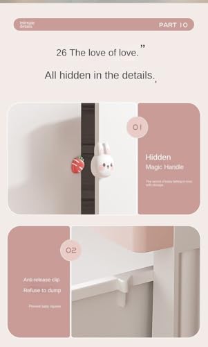 Image of KRISHYAM Kids Storage Cabinet with Drawers & Cupboard | Multi-Purpose Plastic Wardrobe Organizer for Nursery & Kids Room | Toy, Clothes & Accessories Storage (White & Pink) (Pink)