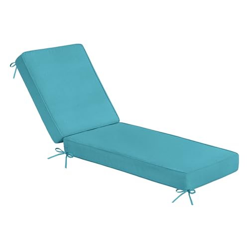 Sundale Outdoor Olefin Chaise Lounge Cushion, Water-Resistant Patio Lounge Chair Cushion, Thick Lounger Pad with 8 Straps Teal, 72 x 21 x 4 Inches