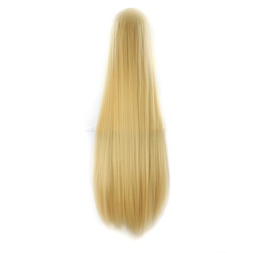 Image of MapofBeauty 40 Inch Oblique Bangs Anime Long Straight Wig, Blonde