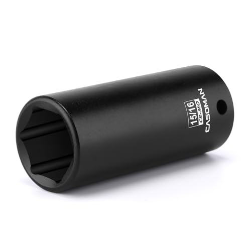 CASOMAN 1/2" Drive x 15/16" Deep Impact Socket, 6-Point, SAE, CR-MO 6-Point Socket 23.81 mm