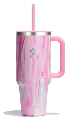 Image of Hydro Flask 40 Oz Travel Tumbler with Handle, Lid and Straw - Insulated Stainless Steel in 40 Oz Jelly Pink