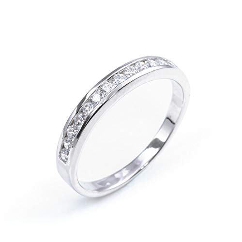 Bague de fiançailles demi-éternité en argent, le cadeau idéal pour elle